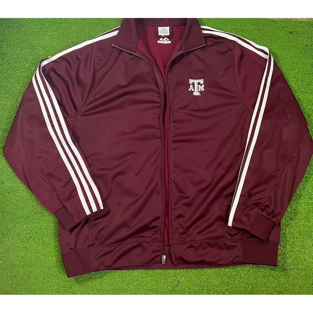 Texas A&M Team Issue Jacket XL Adida Aggie Football Maroon Track Jacket Wont Zip